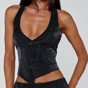 MARIAIS WAISTCOAT BLACK SPARKLE